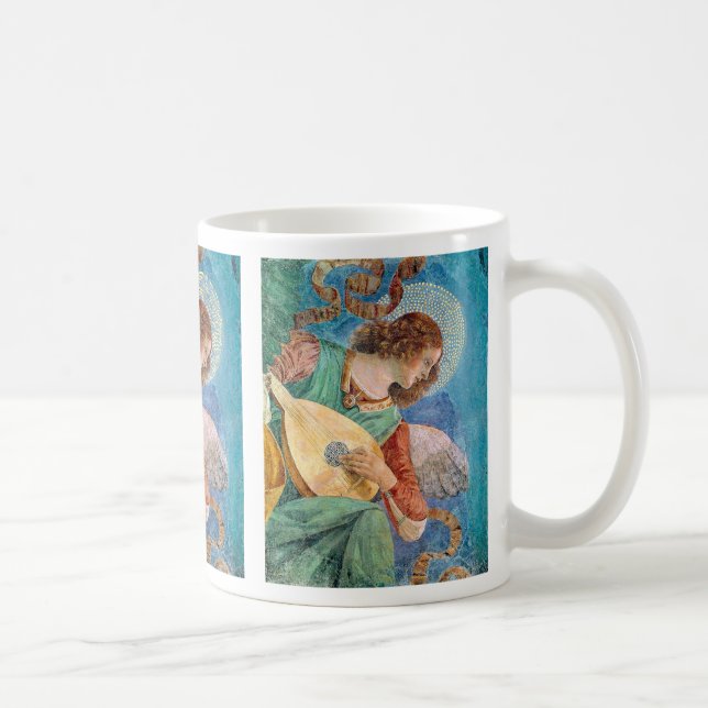 Musical angel playing guitar coffee mug (Right)