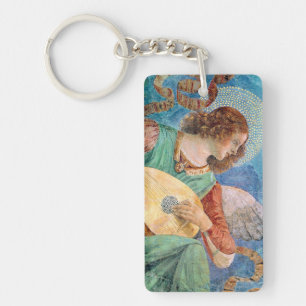 Musical angel playing guitar key ring
