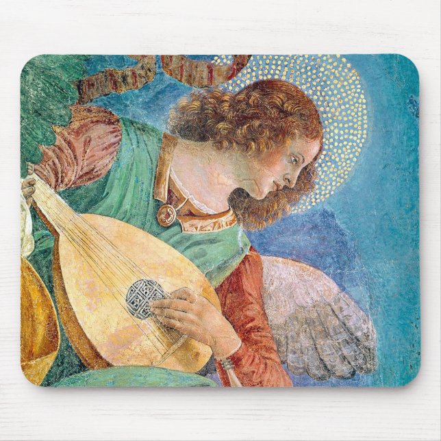 Musical angel playing guitar mouse pad (Front)