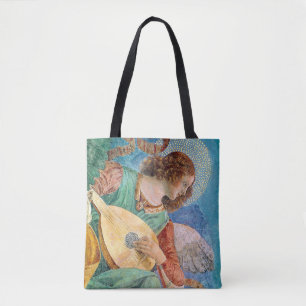 Musical angel playing guitar tote bag
