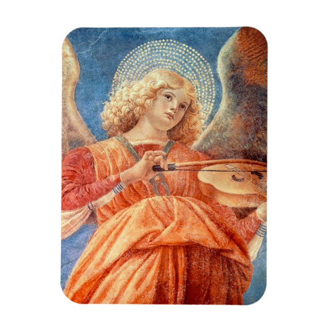 Musical angel playing the violin fresco magnet (Vertical)