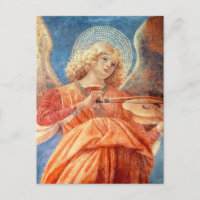 Musical angel playing the violin fresco