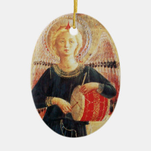 MUSICAL ANGEL  Ruby Gem stone Ceramic Ornament