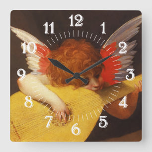 Musical Angel Vintage Square Wall Clock