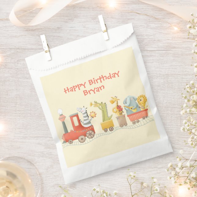 Musical Animal Train Birthday Favour Bag (Clipped)