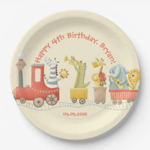 Musical Animal Train Birthday Paper Plate