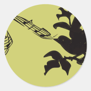 Musical Bird Change Colours Classic Round Sticker