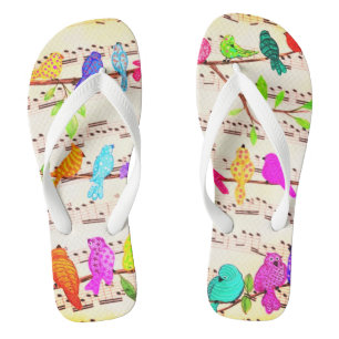 Musical Birds Flip Flops