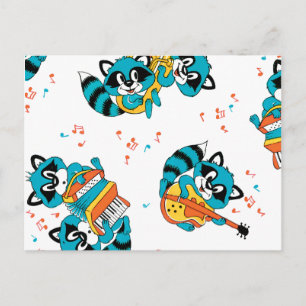 Musical Blue Racoons Postcard