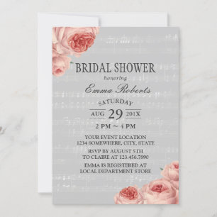 Musical Bridal Shower Elegant Floral Invitation