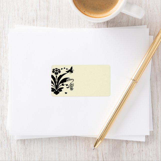 Musical Bumble Bee Damask Address Labels (Insitu)