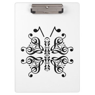 Musical Butterfly Music Note Scroll Design Clipboard