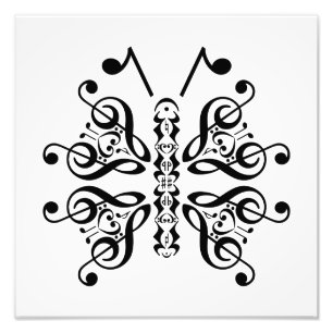 Musical Butterfly Music Note Scroll Design Photo Print