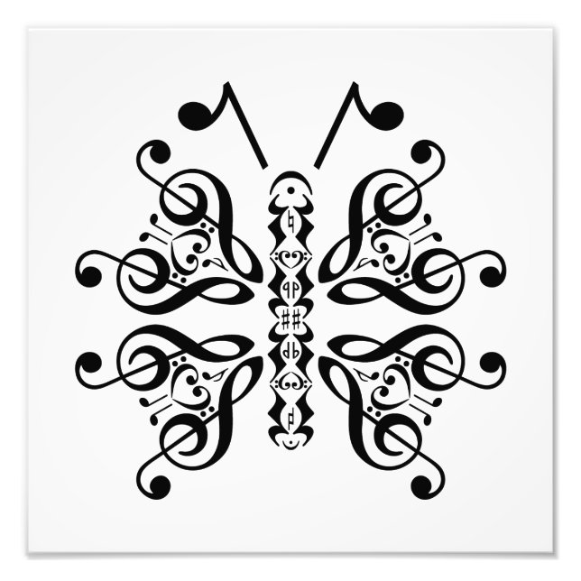 Musical Butterfly Music Note Scroll Design Photo Print (Front)