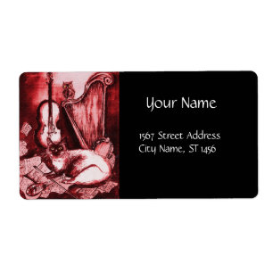 MUSICAL CAT AND OWL ,Red White Black