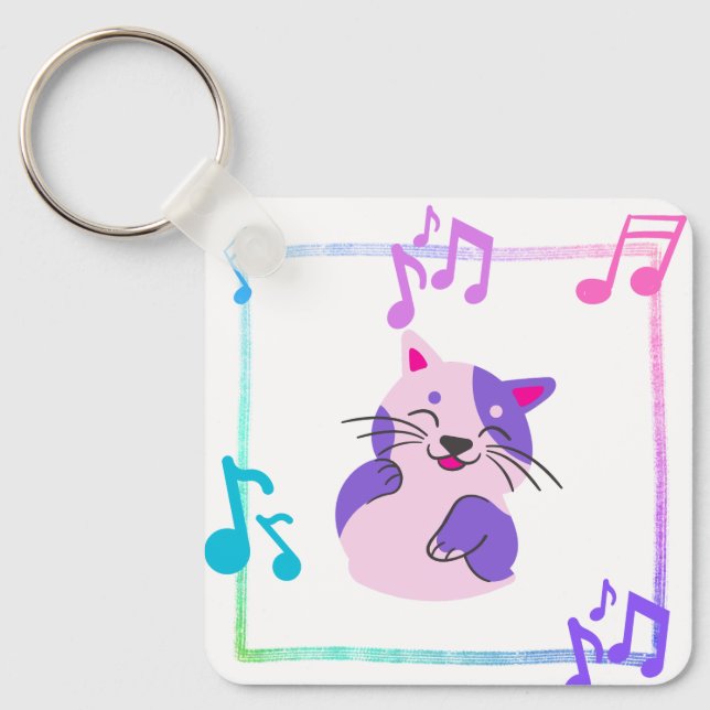 Musical Cat  Key Ring (Front)