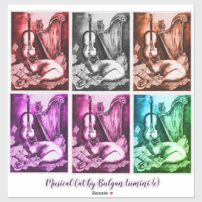 MUSICAL CAT,OWL,VIOLIN,HARP Monochrome Music (Sheet)