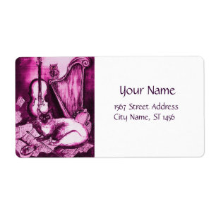MUSICAL CAT ,Pink Purple Fuchsia White