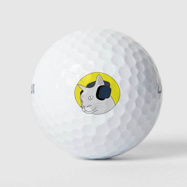 Musical Cat with a Headphone Golf Balls (Front)