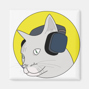 Musical Cat with a Headphone Magnet