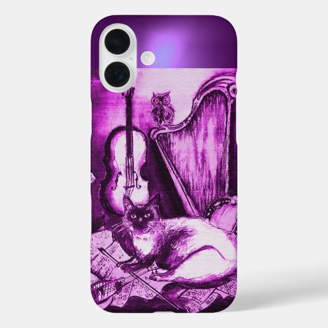 MUSICAL CAT WITH OWL IN PINK PURPLE GEM Case-Mate iPhone CASE (Back)