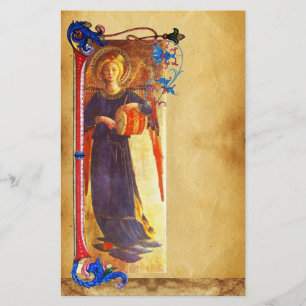 MUSICAL CHRISTMAS ANGEL FLORAL PARCHMENT STATIONERY