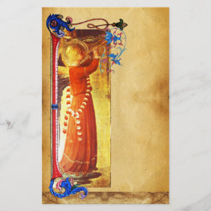 MUSICAL CHRISTMAS ANGEL FLORAL PARCHMENT STATIONERY