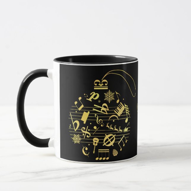 Musical Christmas baubles Mug (Left)
