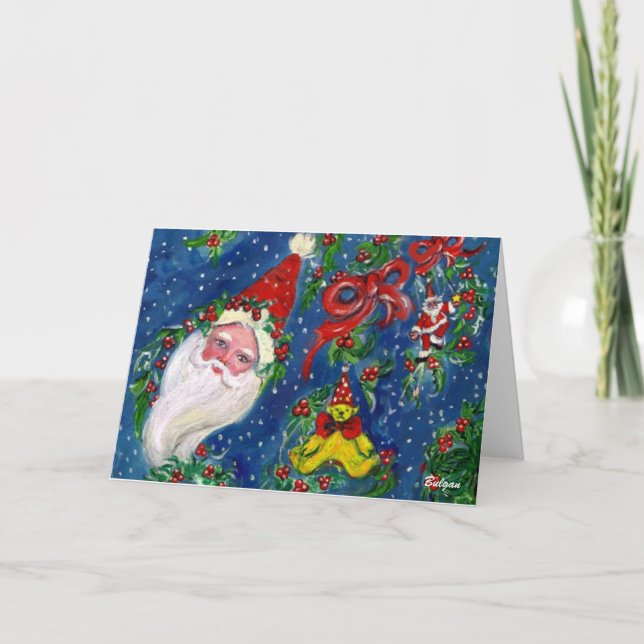 MUSICAL CHRISTMAS NIGHT / SANTA WITH TOYS HOLIDAY CARD (Front)
