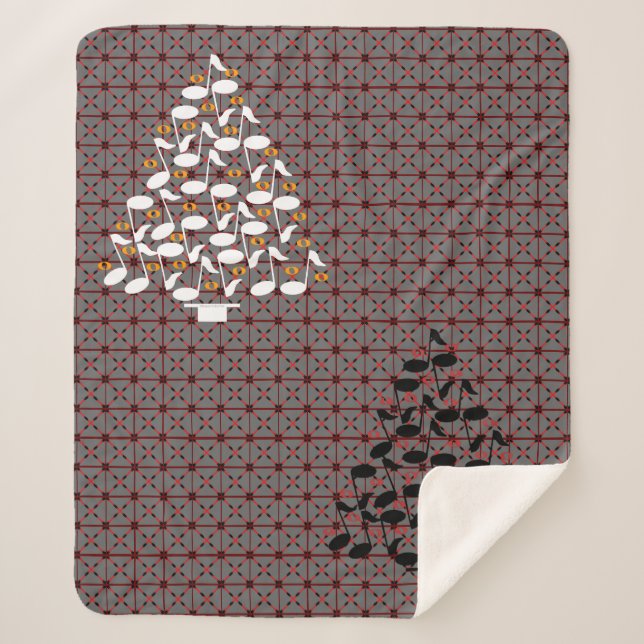 Musical Christmas Tree Sherpa Blanket (Front)