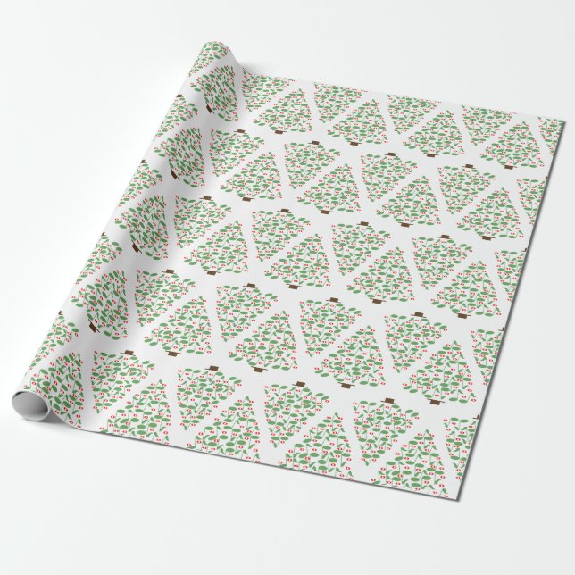 Musical Christmas Tree Wrapping Paper (Unrolled)