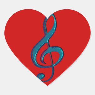 musical clave note heart sticker