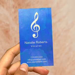 Musical Clef Logo Vocalist Singer Watercolor Music Business Card