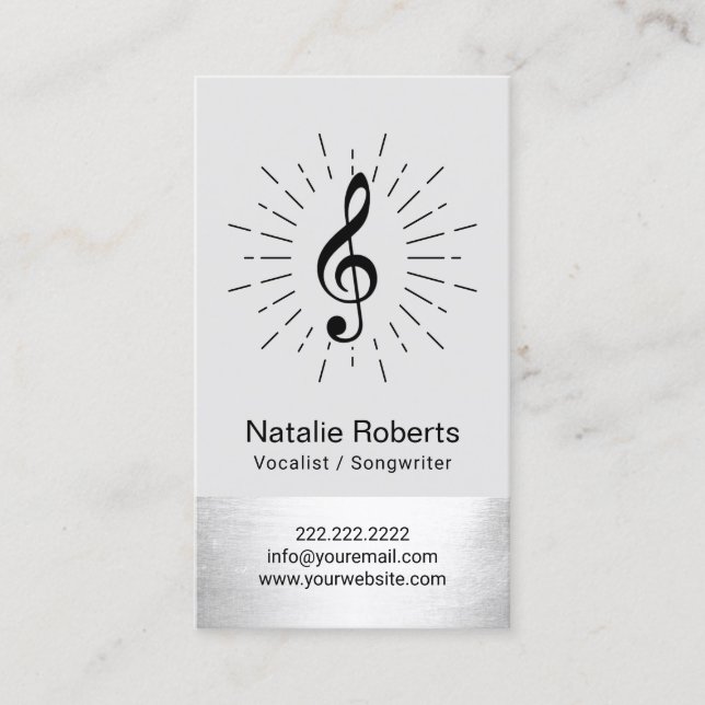 Musical Clef Logo Vocalist Songwriter Music Business Card (Front)