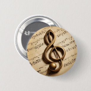 Musical Clef Note 6 Cm Round Badge