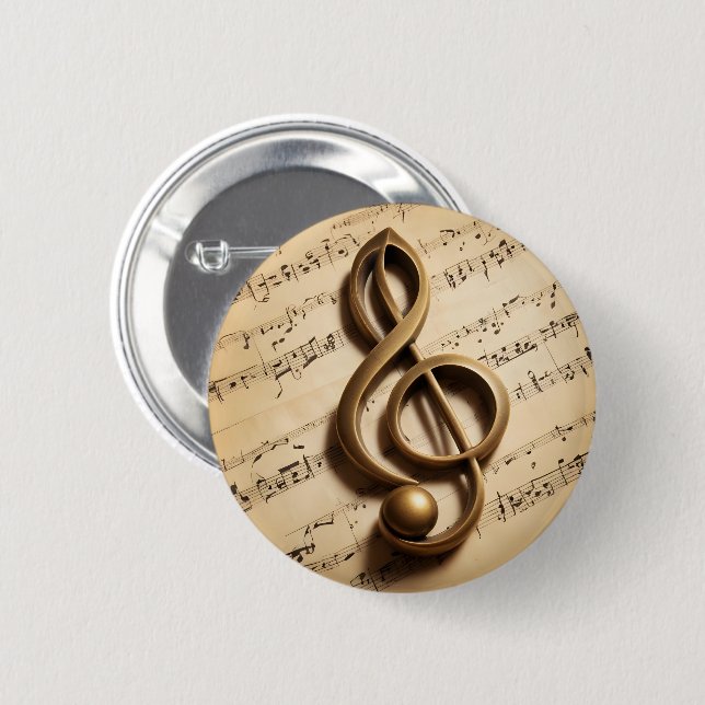 Musical Clef Note 6 Cm Round Badge (Front & Back)