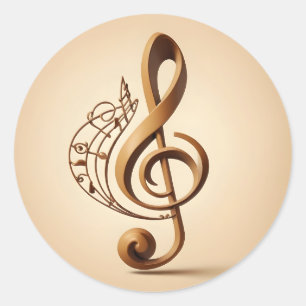 Musical Clef Note Classic Round Sticker