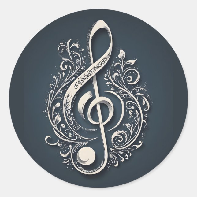 Musical Clef Note Classic Round Sticker (Front)