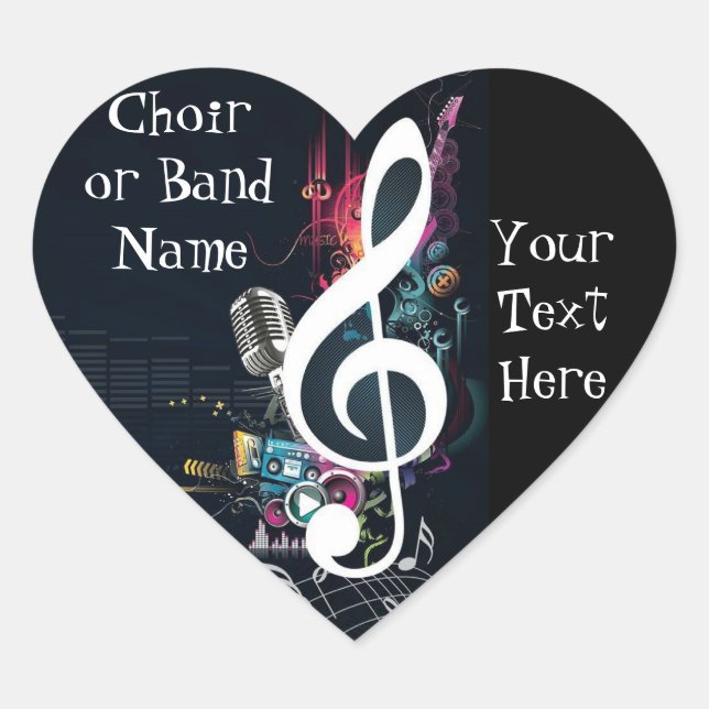 Musical Cleft Note Abstract Heart Sticker (Front)