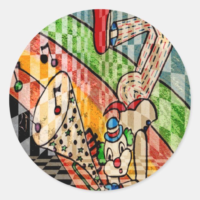 MUSICAL CLOWN.jpg Classic Round Sticker (Front)
