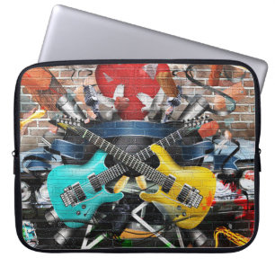 Musical Collage: Colourful Rhythmic Background. Laptop Sleeve