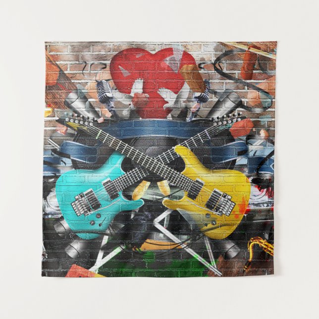 Musical Collage: Colourful Rhythmic Background. Tapestry (Front)
