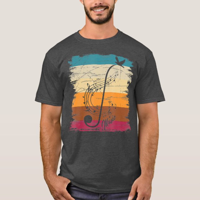 Musical Composer Music Notes Musician Retro Clef T-Shirt (Front)