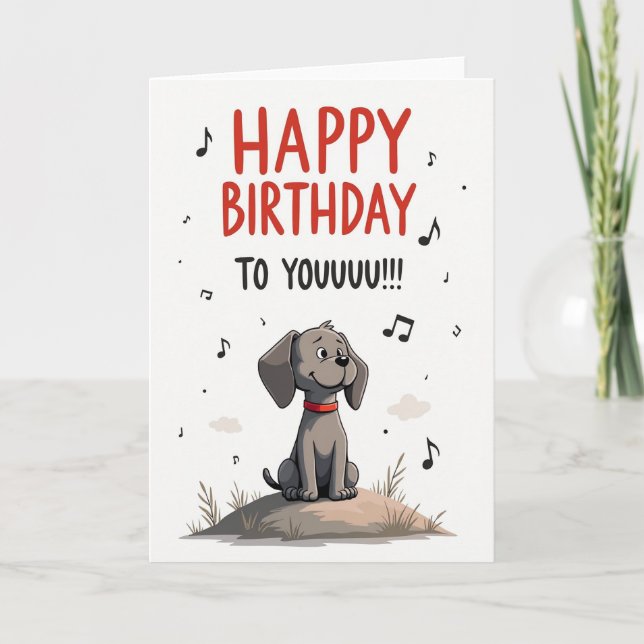 Musical Dog Birthday Card (Front)