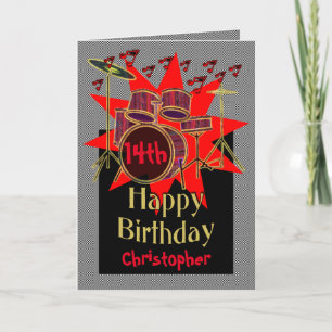 Musical Drum Beats 14th Birthday Card