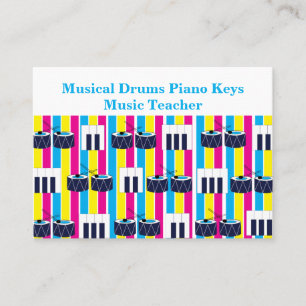 Musical Drums Piano Keys Music  Business Card