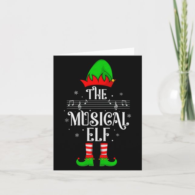 Musical Elf Xmas Christmas Matching Family Elf Squ Card (Front)