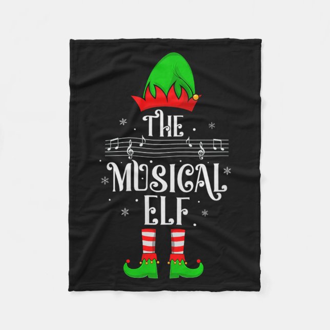 Musical Elf Xmas Christmas Matching Family Elf Squ Fleece Blanket (Front)