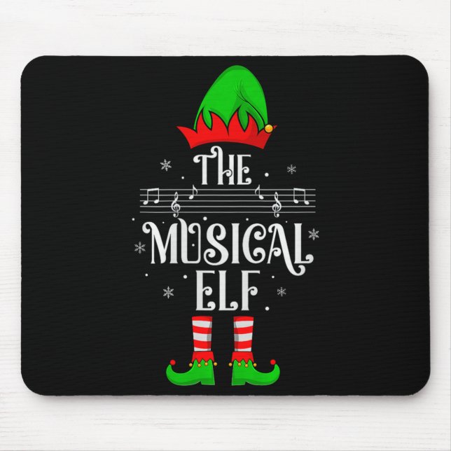 Musical Elf Xmas Christmas Matching Family Elf Squ Mouse Pad (Front)
