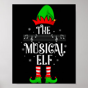Musical Elf Xmas Christmas Matching Family Elf Squ Poster
